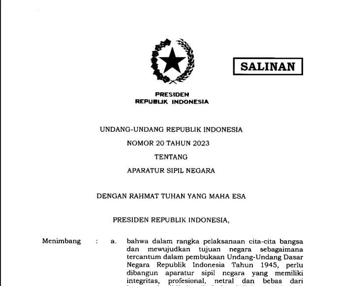 UU Nomor 20 Tahun 2023