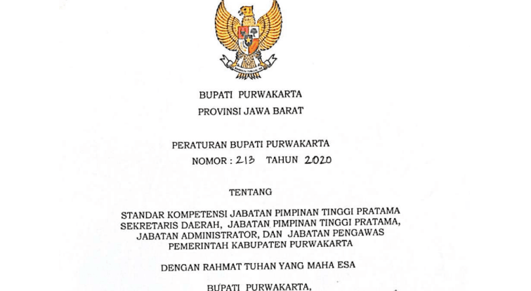 Peraturan Bupati Purwakarta Nomor 213 Tahun 2020