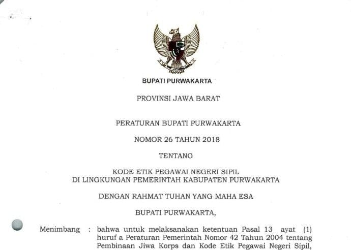 Peraturan Bupati Purwakarta No 26 Tahun 2018